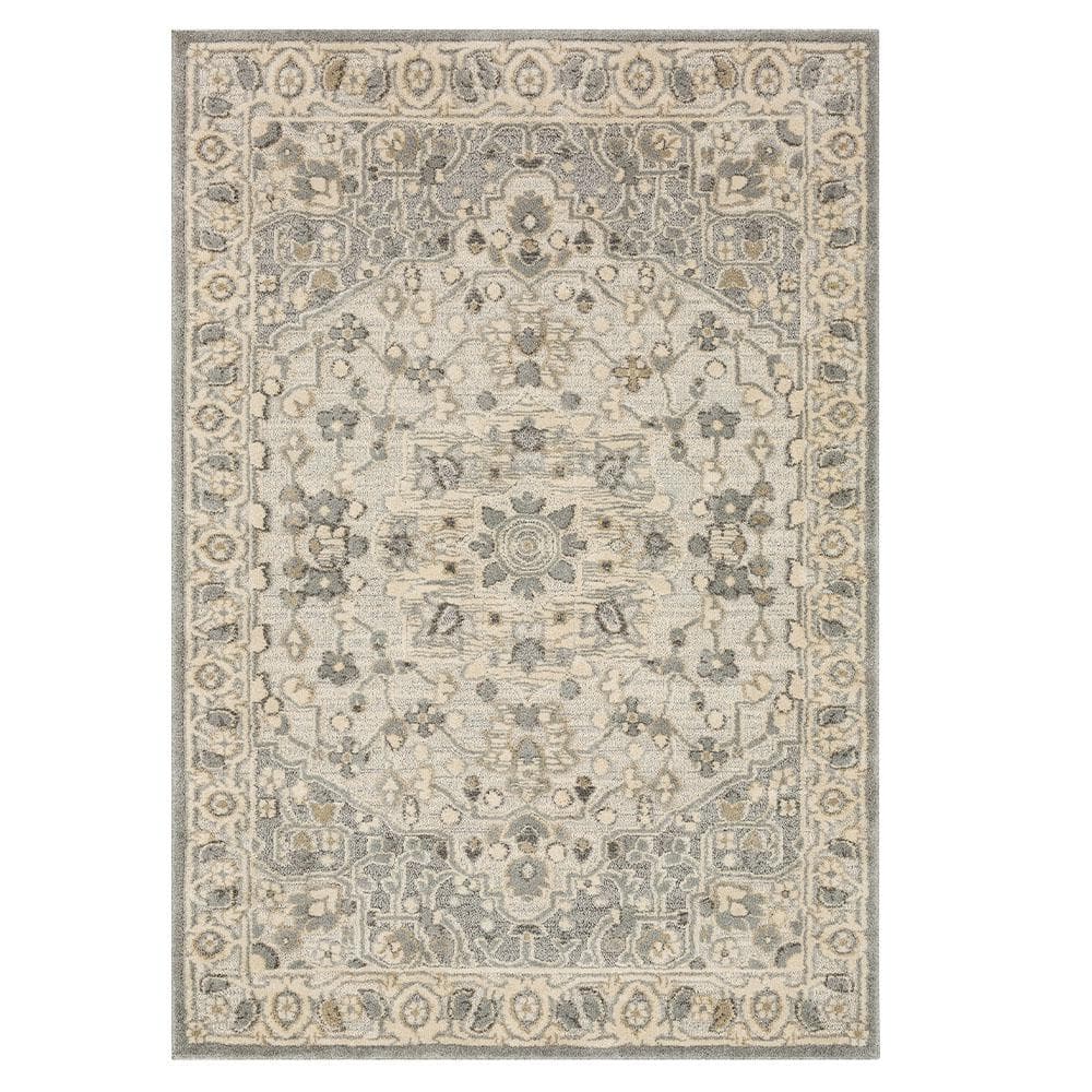 PRIVATE BRAND UNBRANDED Bazaar Ladell White/Lt. Grey 5 ft. 3 in. x 7 ft