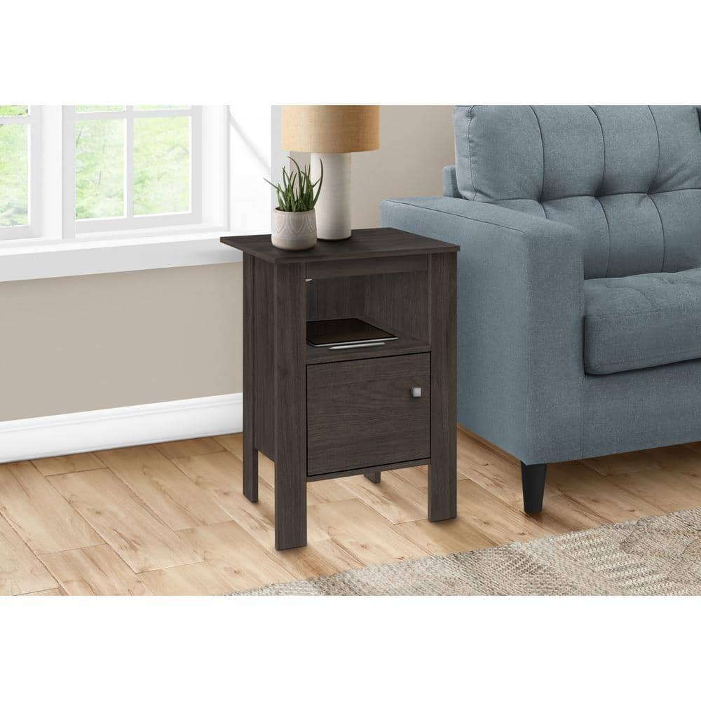 14 in. Oak Rectangular Particle Board End Table With Cabinet