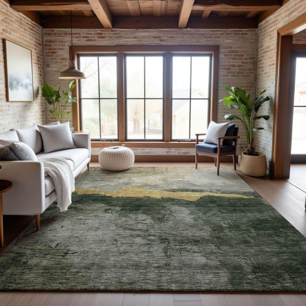 Mayfield Premium Machine Washable Abstract AMF1069 Fern 3 ft. x 4 ft. Area Rug price history on PriceWatchPro