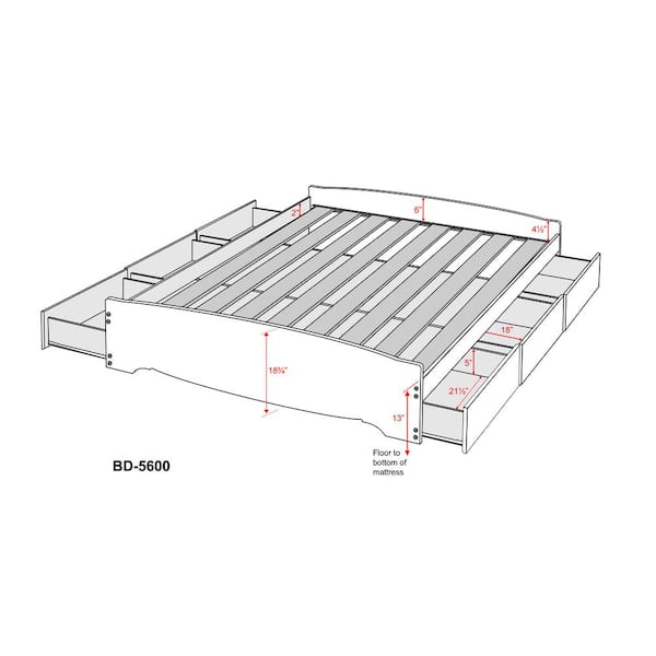 Prepac Sonoma Black Frame Full Wood Storage Platform Bed