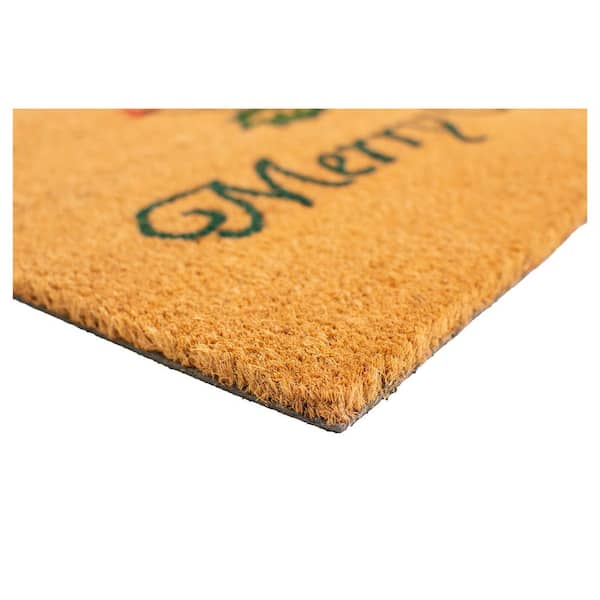 Christmas Holly 17 in. x 29 in. Coir Door Mat