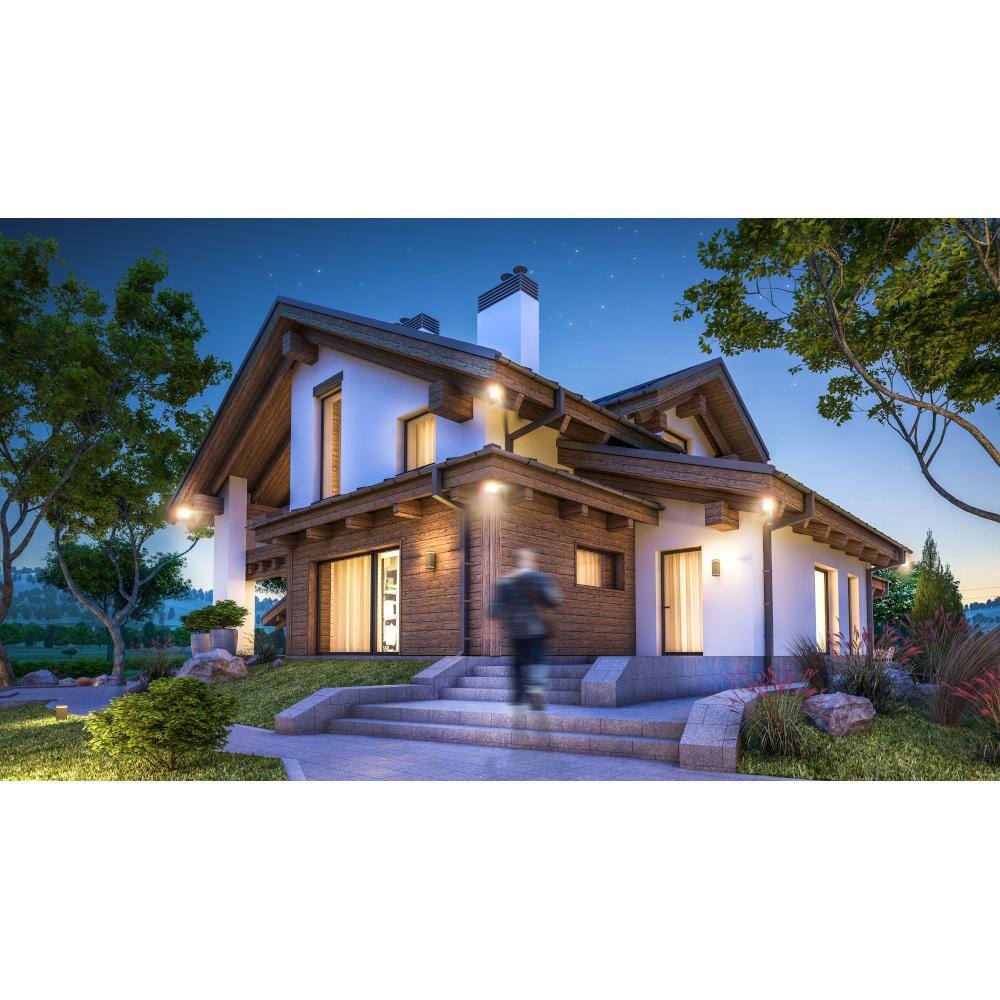 White Frosted Motion-Sensing Outdoor LED Floodlight