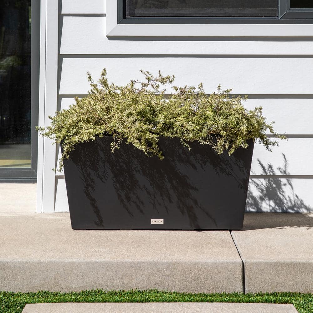 Black 31" Recycled Plastic Indoor/Outdoor Planter