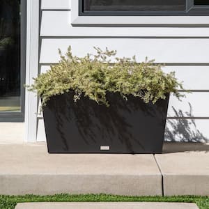 Midori 31 in. x 9 in. Black Trough Plastic Planter (2-Pack)