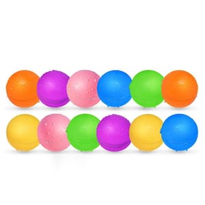 12-Piece Reusable Soft Silicone Water Balloons with Easy Quick Fill and Self-Sealing for Summer Toys, 6-Color