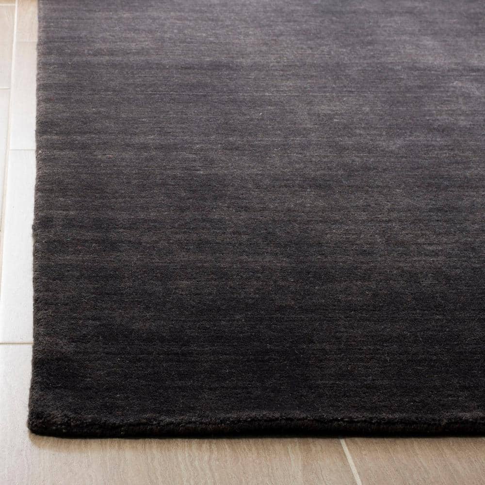 Handmade Black Wool Tufted Rectangular Area Rug 5' x 8'