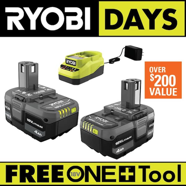 RYOBI ONE+ 18V Lithium-Ion 4.0 Ah Battery (2-Pack) and Charger PSK006 The Home Depot