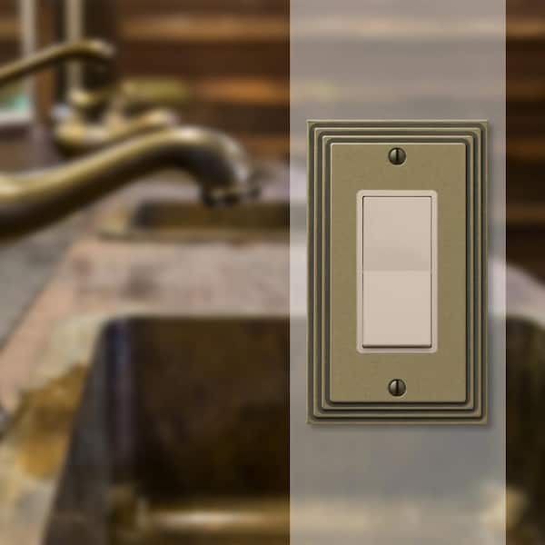 Tiered 1 Gang Rocker Metal Wall Plate - Rustic Brass