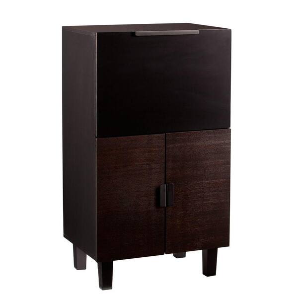 Southern Enterprises Salford Blackened Espresso and Black Bar with Expandable Storage