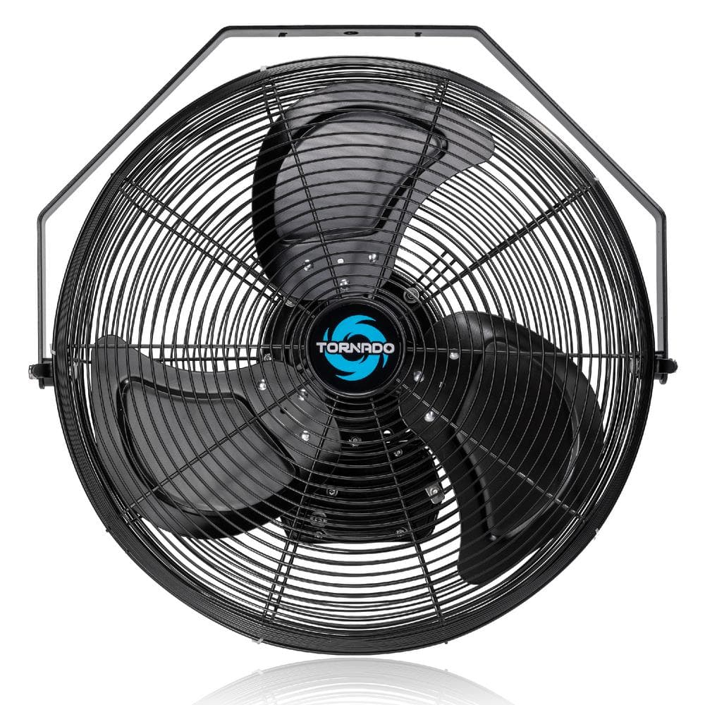 Tornado 18 Inch Outdoor Rated IPX4 Water-Resistant High Velocity Metal Industrial Wall Mount Fan, 3 Speed 6.6 FT Cord, Black