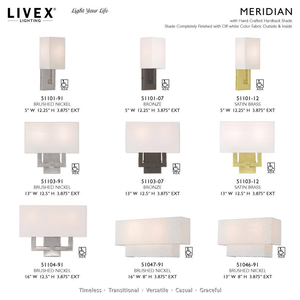 Hollborn Brushed Nickel 2-Light Wall Sconce with Off-White Fabric Shade