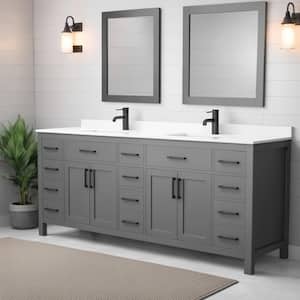 Beckett 84 in. W x 22 in. D x 35 in. H Double Sink Bathroom Vanity in Dark Gray with White Cultured Marble Top