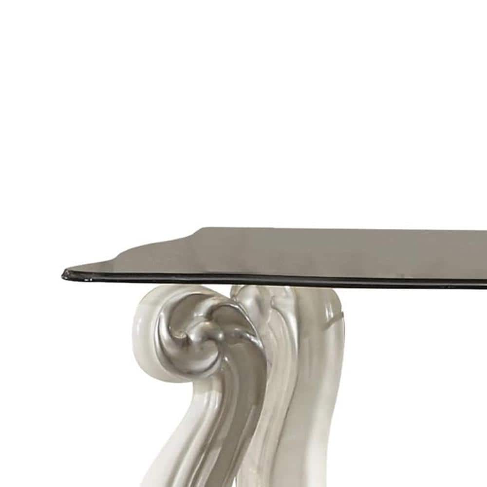 Versailles White Wood and Glass End Table with Shelf