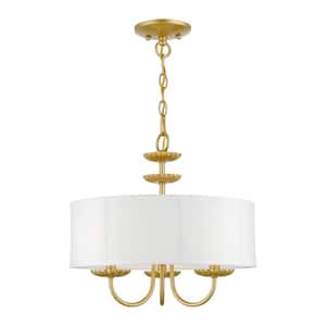 Brookdale 3-Light Soft Gold Pendant Chandelier with Fabric Shade