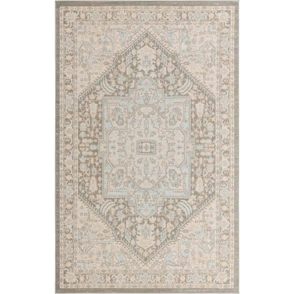 Unique Loom Whitney Milano Cloud Gray 5 ft. 1 in. x 8 ft. Area Rug ...