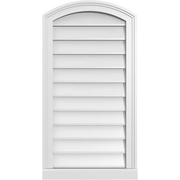 Ekena Millwork 18 in. x 34 in. Arch Top Surface Mount PVC Gable Vent: Functional with Brickmould Sill Frame