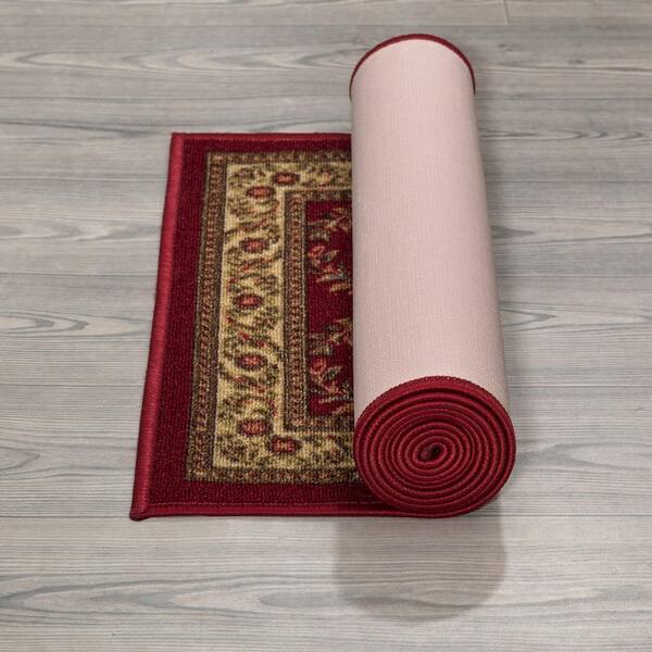 Rubber Backed Runner Rug, 22 x 84 inch, Trellis Pink, Non Slip, Kitchen Rugs  and Mats