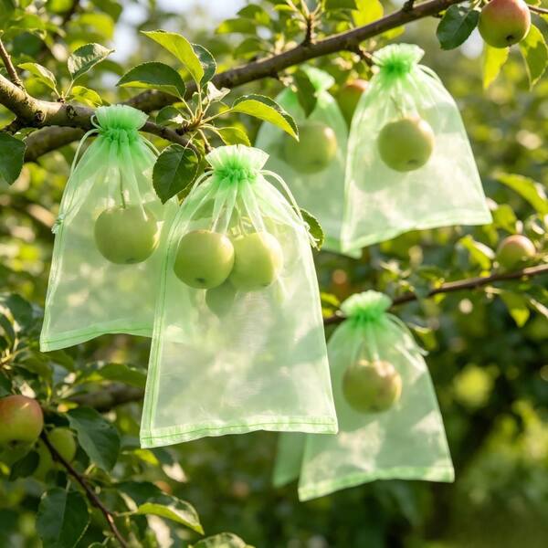 Breathable Organza 50-Pieces Double Drawstring Lightweight 7 x 9 in. Fruit Protection Garden Bag Set, Fruit Baskets