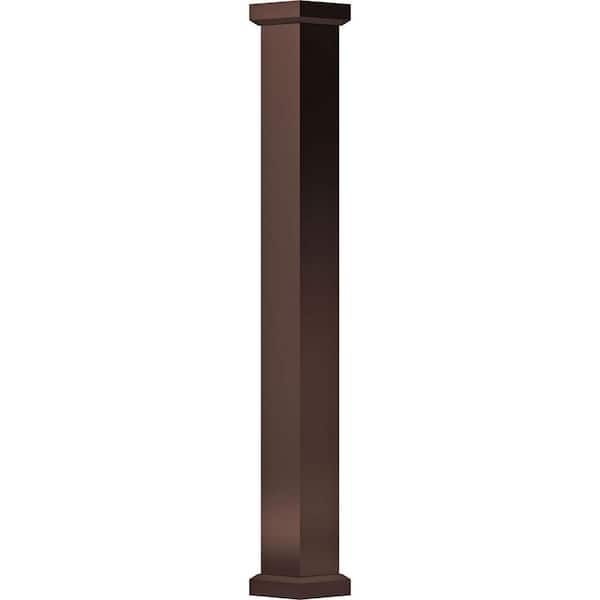 10' x 5-1/2" Endura-Aluminum Empire Style Column, Square Shaft (Load-Bearing 12,000 LBS), Non-Tapered, Textured Bronze