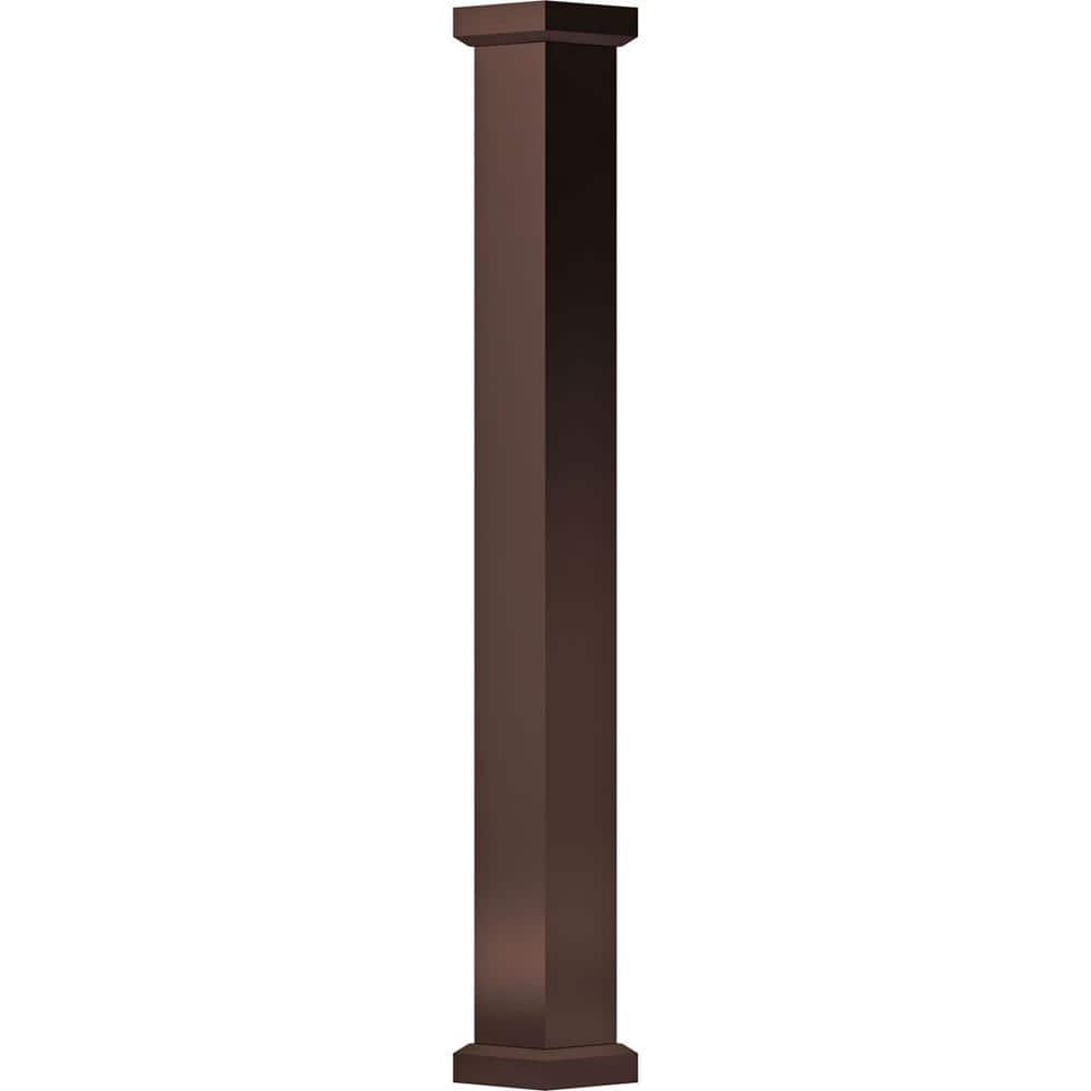 Afco 8' x 7-1/4"" Endura-Aluminum Empire Style Column, Square Shaft (For Post Wrap Installation), Non-Tapered, Textured Bronze -  EA0808INPSBEMEM