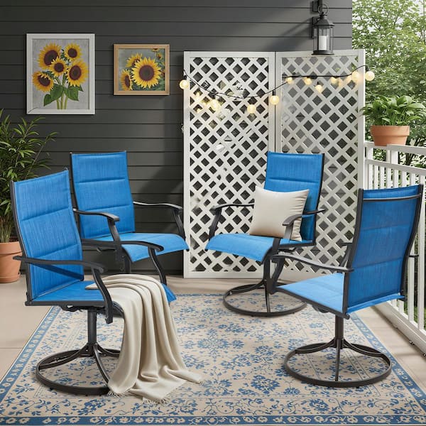 4-Piece Outdoor Dining Chairs Set, All-Weather Patio SwivelRocker Chairs with High Backs & Sturdy Metal Frame