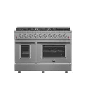 48 in. 6.58 cu. ft. Capacity Professional Freestanding Double Oven Gas Range with 8 Italian Burners in Stainless Steel