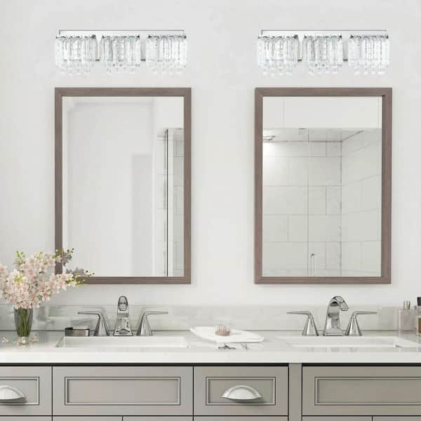 nikkel Pearly vant aiwen 18 in. Modern 3-Light Crystal Vanity Light Bathroom Lighting Fixture  Wall Light Over Mirror HJ-0060-3 - The Home Depot