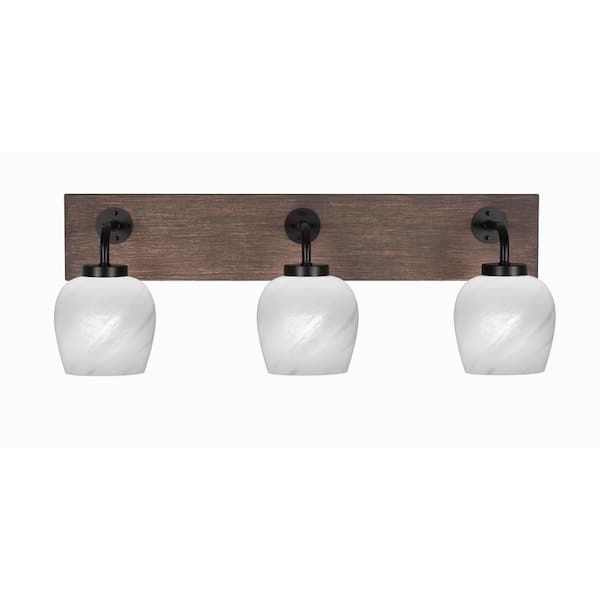 Unbranded Kirby 26.75 in. 3-Light Matte Black and Painted Distressed Wood-look Metal Vanity Light