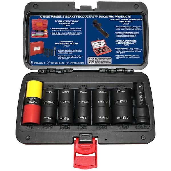 1/2 in. Drive Flip Rachet and Socket Set (7-Piece) For Standard, Or Damaged Capped/Clad Lug Nuts