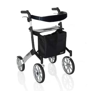 Trust Care Let's Go Out 4-Wheel Lightweight Folding Rollator with Seat in Black and Silver
