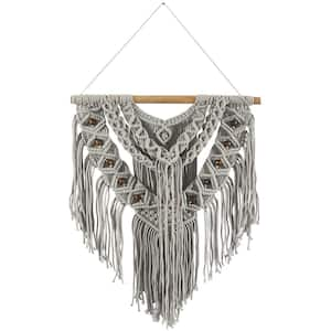 42 in. x 32 in. Gray Cotton Bohemian Macrame Wall Decor