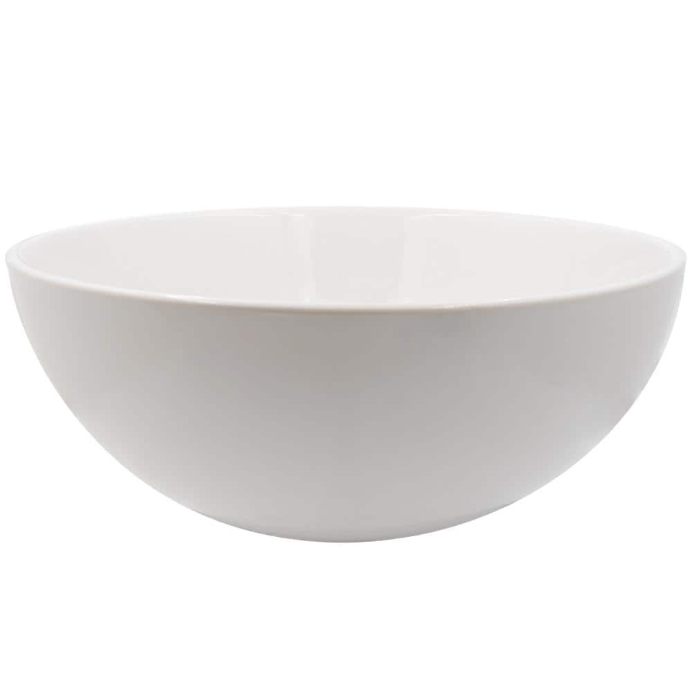 12.625'' Round White Porcelain Vessel Sink with Chrome Drain