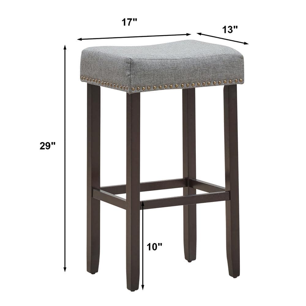 Gray 29'' Backless Saddle Wood Bar Stools Set of 4