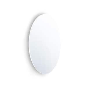 14.8 in. W x 25.1 in. H Oval Frameless Beveled Wall Mounted Bathroom Vanity Mirror in White
