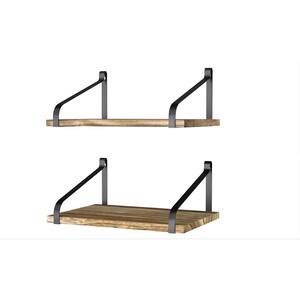 SMT 11.8 in. D x 16.52 in. W x 7.07 in. H Carbonized Black Rustic Wood Floating Shelf Wall Mount with Large Storage