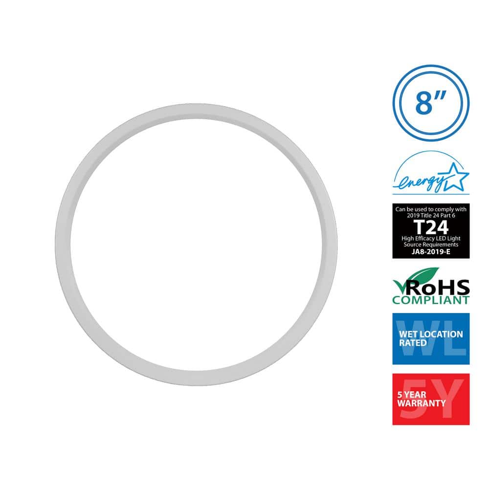 8-Inch White Round Selectable LED Surface Mount Downlight