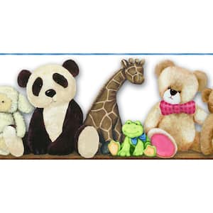 Beige, Brown, Blue, Pink Teddy Bear and Animals Prepasted Wallpaper Border