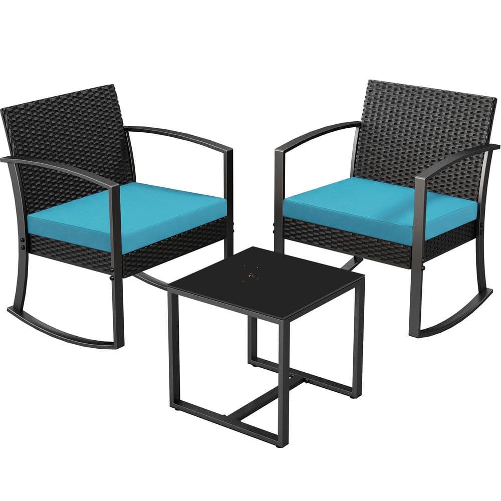 2 - Person Patio Chatting Set with Square Table , Blue Cushions price history on PriceWatchPro
