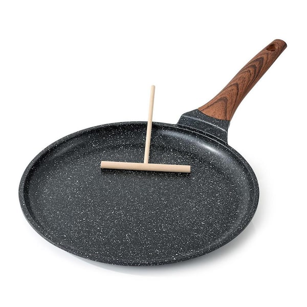 12 in. Nonstick Crepe Pan Granite Finish Food Grade Material Induction Compatible Flat Pan for Tortillas Pancakes