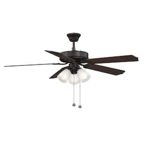 Meridian 52 in. Indoor Oil Rubbed Bronze Ceiling Fan with Light Kit and Remote