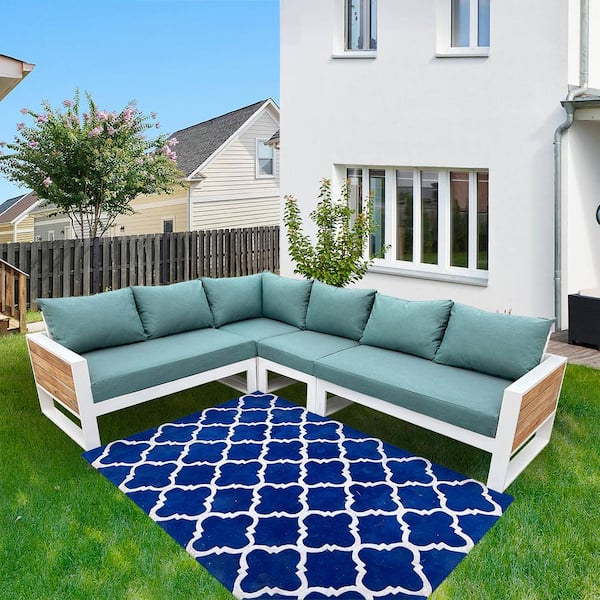 Denver 4-Piece Aluminum Outdoor Patio Sectional Set with Cast Breeze Acrylic Cushions