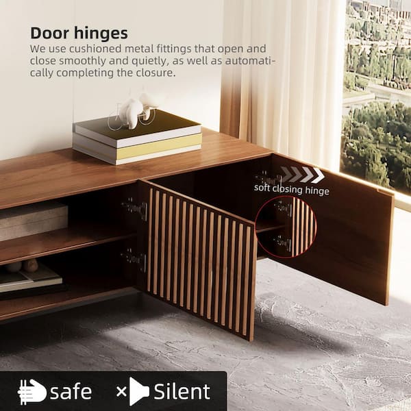 THE RIGHT PATH 70.87 in. Walnut Color Mid Century Modern TV Stand