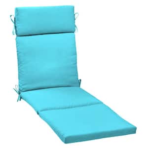 21 in. x 72 in. Outdoor Chaise Lounge Cushion in Pool Blue Leala