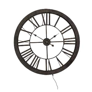 Tower Clock II Rustic Brown/Black Wall Clock