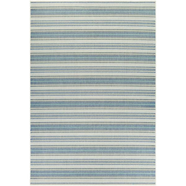 Couristan Monaco Marbella Ivory-Sand-Azure Blue 5 ft. x 8 ft. Indoor/Outdoor Area Rug