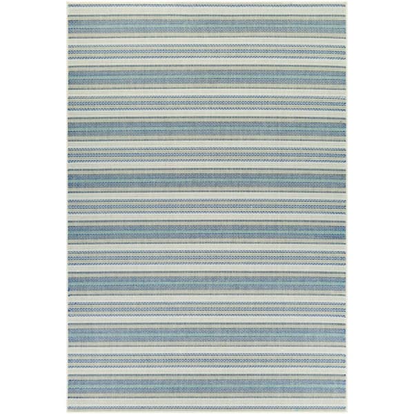 Couristan Monaco Marbella Ivory-Sand-Azure Blue 8 ft. x 11 ft. Indoor/Outdoor Area Rug