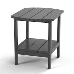 Gray Rectangular Plastic 18.7 in. x 15.6 in. x 18.7 in. Outdoor Side Table for Adirondack Chairs