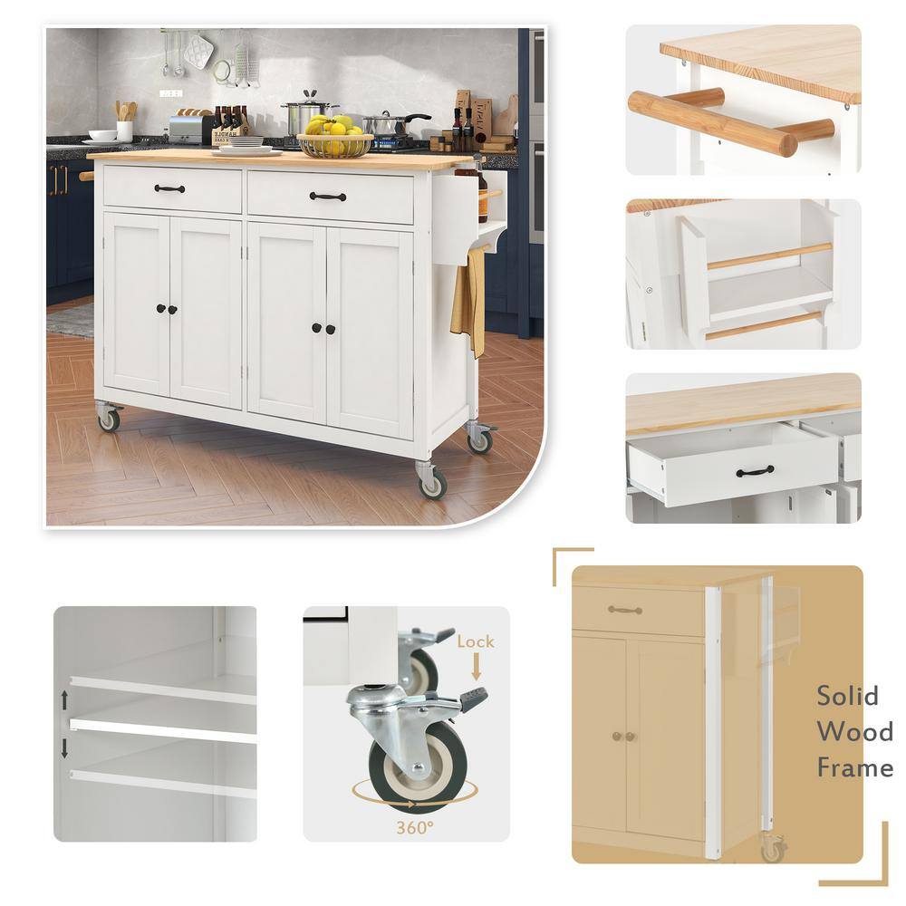 Black Solid Wood MDF Kitchen Cart with Spice Rack and Locking Wheels - thumbnail 6