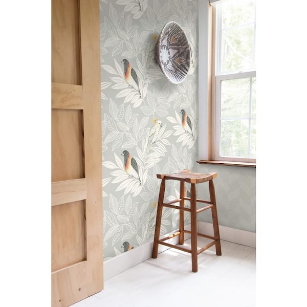 Paradise Island Birds Daydream Gray and Ivory Bohemian Paper Strippable Roll (Covers 56.05 sq. ft.)