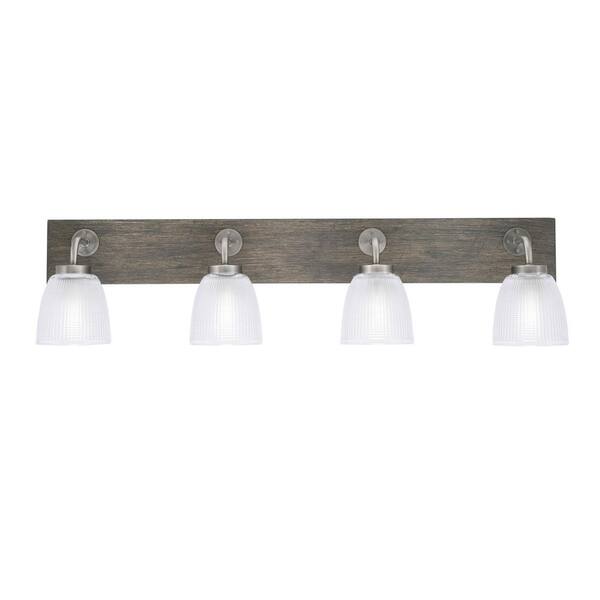 Lighting Theory Kirby 36 in. 4-Light Graphite and Painted Distressed Wood-look Metal Vanity Light